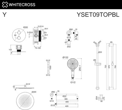 Душевая система со смесителем Whitecross Y YSET09TOPBL