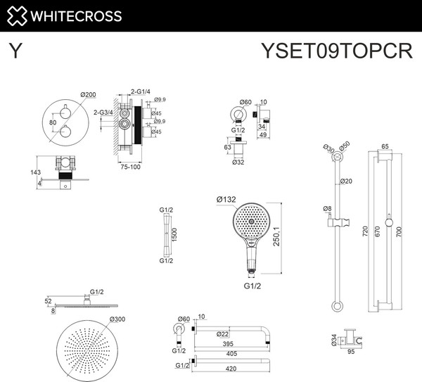 Душевая система со смесителем Whitecross Y YSET09TOPCR