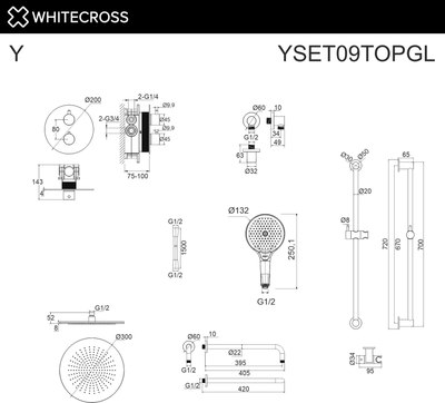 Душевая система со смесителем Whitecross Y YSET09TOPGL