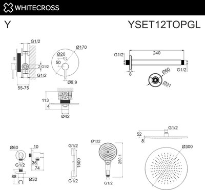 Душевая система со смесителем Whitecross Y YSET12TOPGL