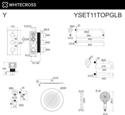 Душевая система со смесителем Whitecross Y YSET11TOPGLB