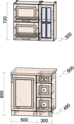 Кухонный гарнитур Интерлиния Мила Шато 0.8Б