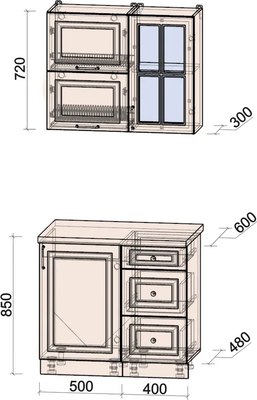 Кухонный гарнитур Интерлиния Мила Шато 0.9Б