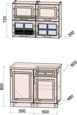 Кухонный гарнитур Интерлиния Мила Шато 1.0Б