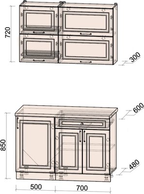 Кухонный гарнитур Интерлиния Мила Шато 1.2Б