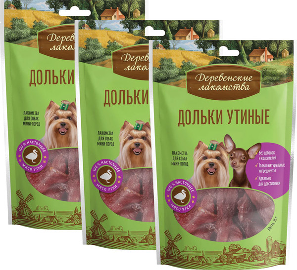 Набор лакомств для собак Деревенские лакомства Дольки утиные для мини-пород - фото