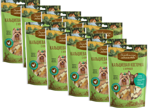 Набор лакомств для собак Деревенские лакомства Кальциевая косточка с курицей - фото