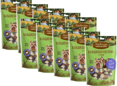 Набор лакомств для собак Деревенские лакомства Кальциевая косточка с уткой - фото