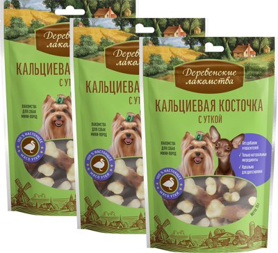 Набор лакомств для собак Деревенские лакомства Кальциевая косточка с уткой - фото
