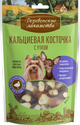 Набор лакомств для собак Деревенские лакомства Кальциевая косточка с уткой