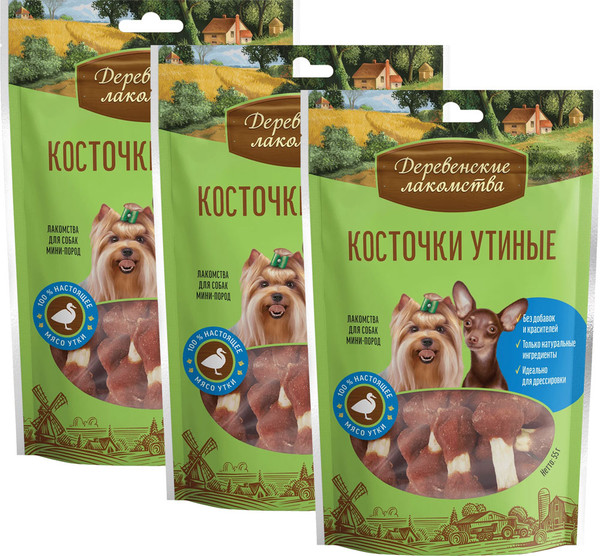 Набор лакомств для собак Деревенские лакомства Косточки утиные - фото