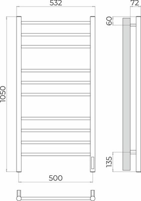 Полотенцесушитель электрический Terminus Аврора П10 500x1050