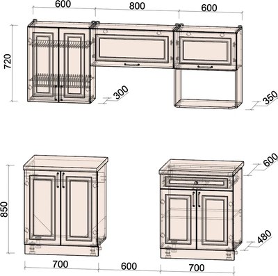 Кухонный гарнитур Интерлиния Мила Шато 2.0В