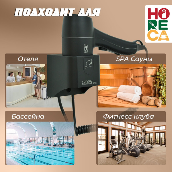 Фен настенный Puff 1205Bl