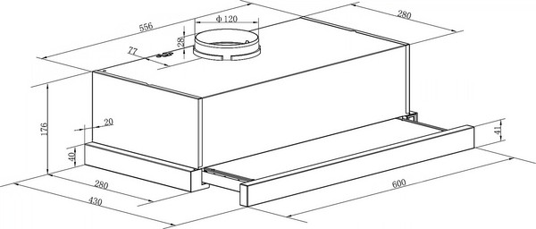 Вытяжка телескопическая Weissgauff TEL 06 1M BE