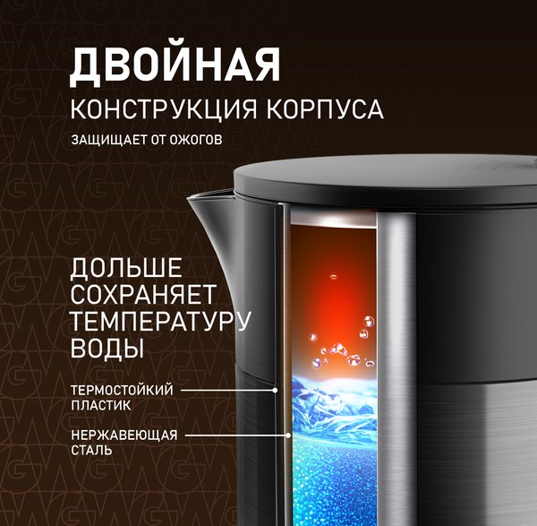 Электрочайник Weissgauff WK 1510 Nero BodyCool