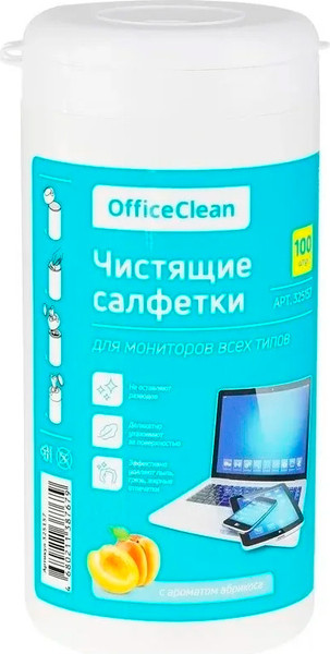 Салфетки для ухода за техникой OfficeClean Для мониторов всех типов. Абрикос / 325157 - фото