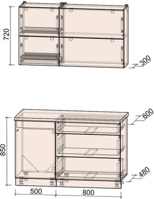 Кухонный гарнитур Интерлиния Мила Матте 1.3 А