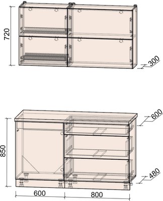 Кухонный гарнитур Интерлиния Мила Матте 1.4 А
