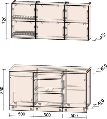 Кухонный гарнитур Интерлиния Мила Матте 1.6 А