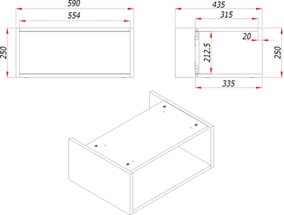 Полка для тумбы в ванную ЗОВ Кито 60 / SKTS60