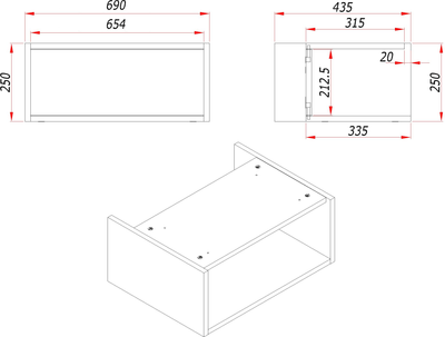 Полка для тумбы в ванную ЗОВ Кито 70 / SKTS70