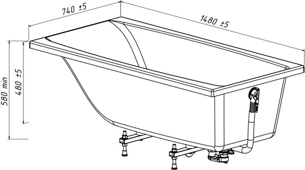 Ванна из искусственного мрамора Belux Импульс ВИ-1700