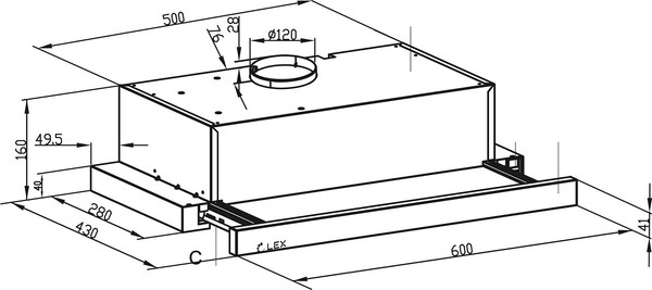 Вытяжка телескопическая Lex Hide 600