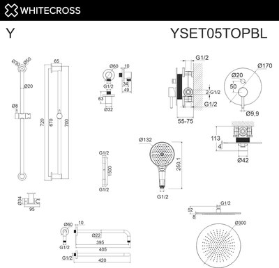 Душевая система со смесителем Whitecross Y YSET05TOPBL