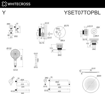 Душевая система со смесителем Whitecross Y YSET07TOPBL