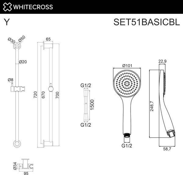 Душевой гарнитур Whitecross SET51BASICBL