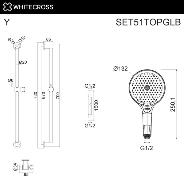 Душевой гарнитур Whitecross SET51TOPGLB