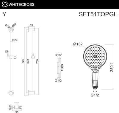 Душевой гарнитур Whitecross SET51TOPGL