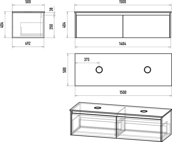 Тумба под умывальник Misty Виста 150 / П-Вис-09150-012Я+УТ000025081