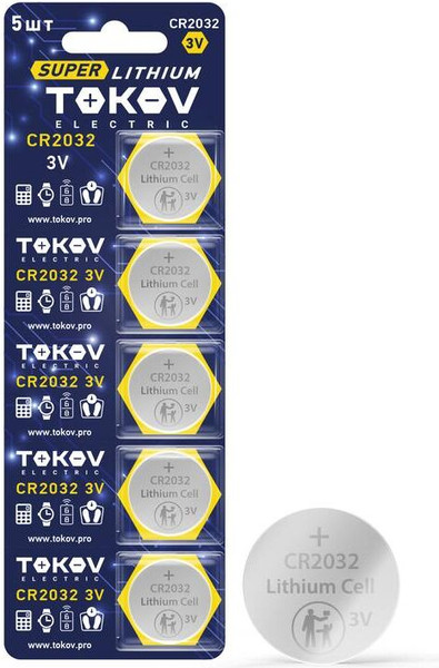 Комплект батареек Tokov Electric CR2032 TKE-LI-CR2032/B5