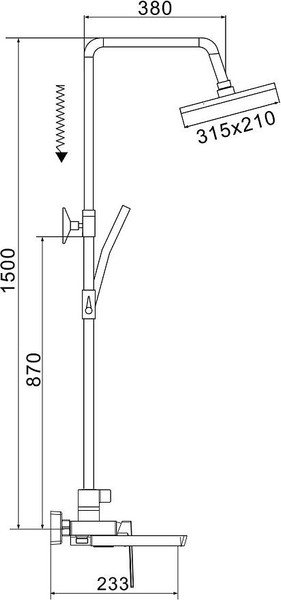 Душевая система со смесителем Rose R1836C