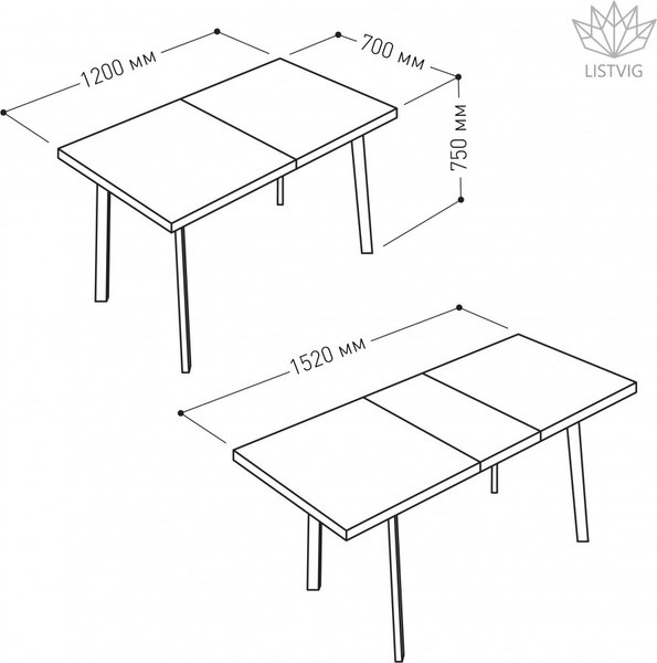 Обеденный стол Listvig Фин раздвижной