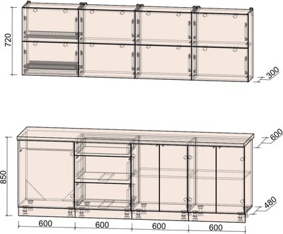 Кухонный гарнитур Интерлиния Мила Матте 2.4 А