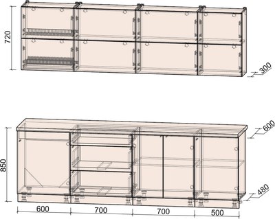 Кухонный гарнитур Интерлиния Мила Матте 2.5 А