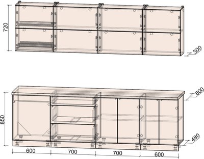 Кухонный гарнитур Интерлиния Мила Матте 2.6 А