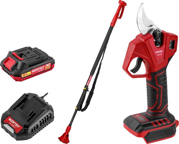 Секатор аккумуляторный Wortex CBS 2030 ALL1 SET + телескопическая штанга (1329775) - фото