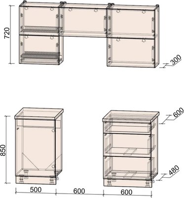 Кухонный гарнитур Интерлиния Мила Матте 1.7 Б