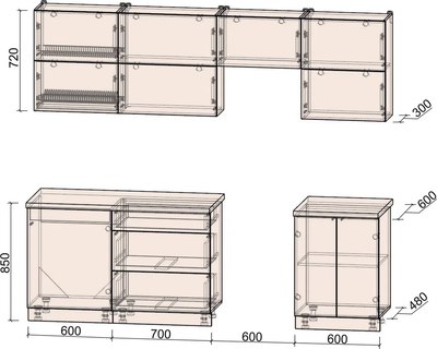 Кухонный гарнитур Интерлиния Мила Матте 2.5 Б