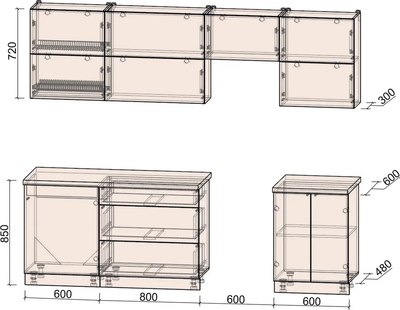 Кухонный гарнитур Интерлиния Мила Матте 2.6 Б