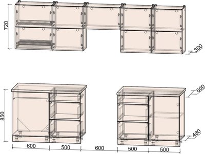 Кухонный гарнитур Интерлиния Мила Матте 2.7 Б