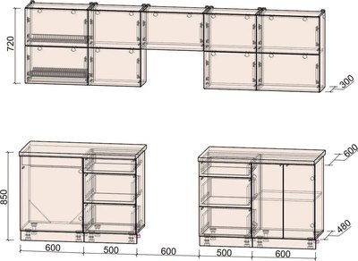 Кухонный гарнитур Интерлиния Мила Матте 2.8 Б