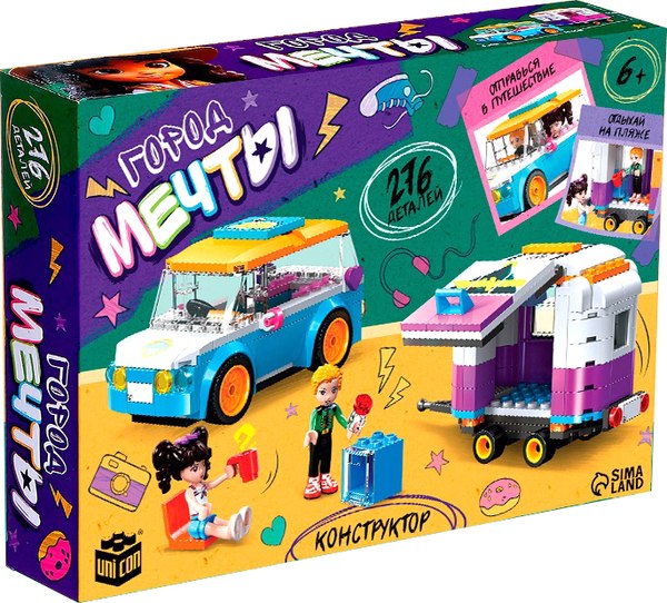Конструктор Unicon Город мечты. Машинка с прицепом 59240 / 10639123 - фото