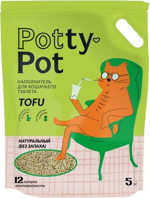 Наполнитель для туалета Potty-Pot Натуральный Тофу без запаха - фото