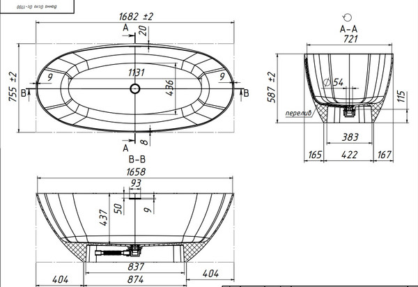 Ванна из искусственного камня Belux Осло Ос-1700