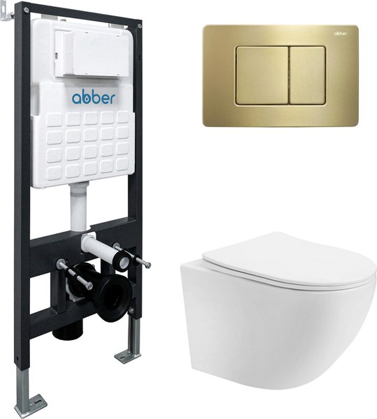 Унитаз подвесной с инсталляцией Abber Bequem AC1100T-AC0105-AC0120MMG - фото